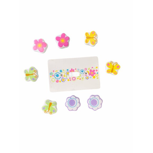 Vintage Children’s Drawer knobs and Light Switch Set Flowers Butterflies - Picture 1 of 4